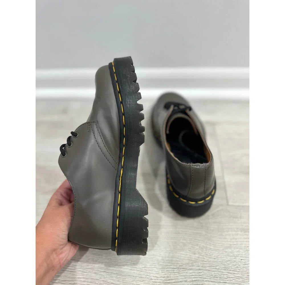 Dr Martens 1461 Bex Khaki Gray Leather Platform Oxford Shoes 27141 Mens 6 Wmn 7